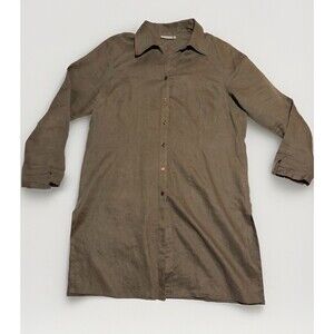 Giorgio 100%  Linen Tunic Shirt Dress Brown XL Lagenlook Earthtone